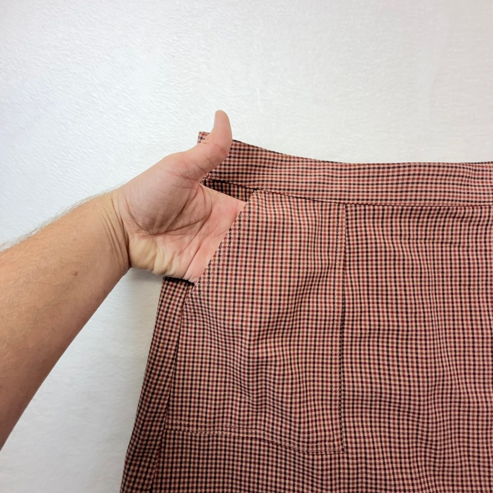 A New Day Women's Brown Houndstooth Plaid Mini Skirt Side Pockets Size L - Picture 7 of 9